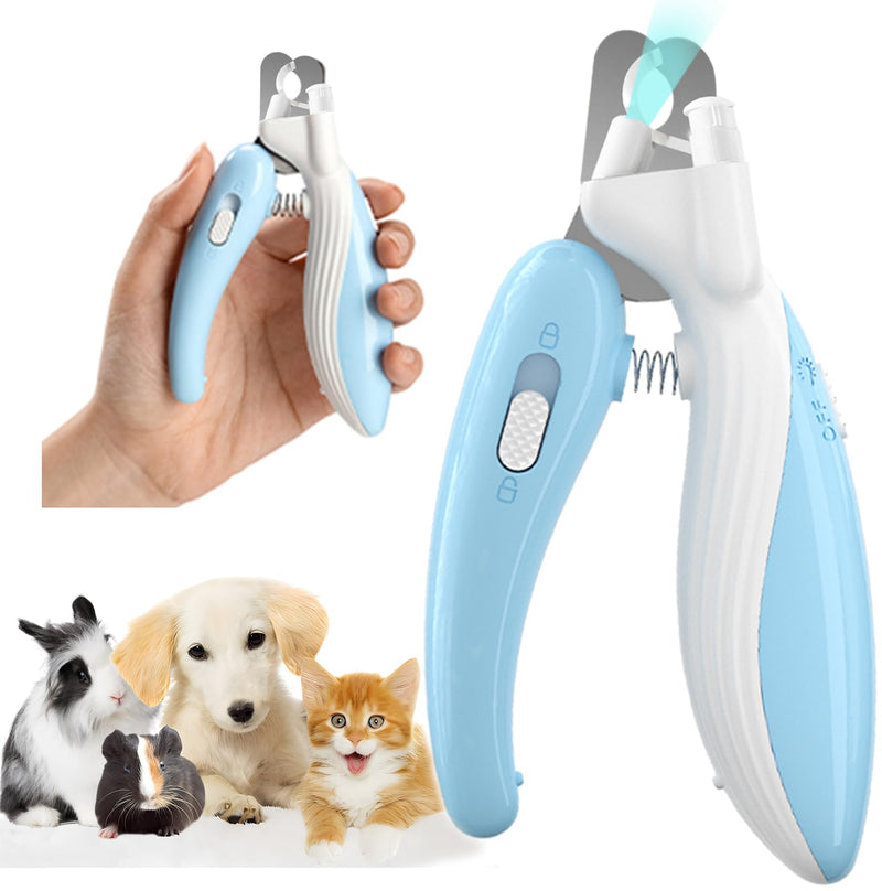 Cat Dog Pet Nail Clippers with Light, Llluminates Cat Dog Nails Or Bloodline, Safety Pet Nail Clipper for Dogs, Cats, Rabbits, Sharp, No Nail Splitting(Blue) Blue - PawsPlanet Australia