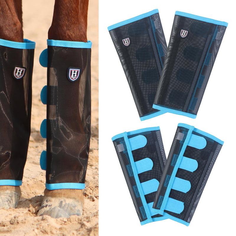 Harrison Howard Loose-Fitting Horse Fly Leggings Breathable, Tear-Resistant Fine Mesh Leg Guards Stay-on Comfortable Fly Boots (Set of 4) Sky Blue Small - PawsPlanet Australia
