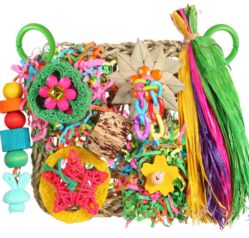 Bird Toys, Parakeet Toys Bird Foraging Toys Grass Mat Climbing Wall for Parakeet,Parrot,Cockatiel,Conure,Lovebird,Budgie Cage Small to Medium Birds (Warm Sun) Warm Sun - PawsPlanet Australia