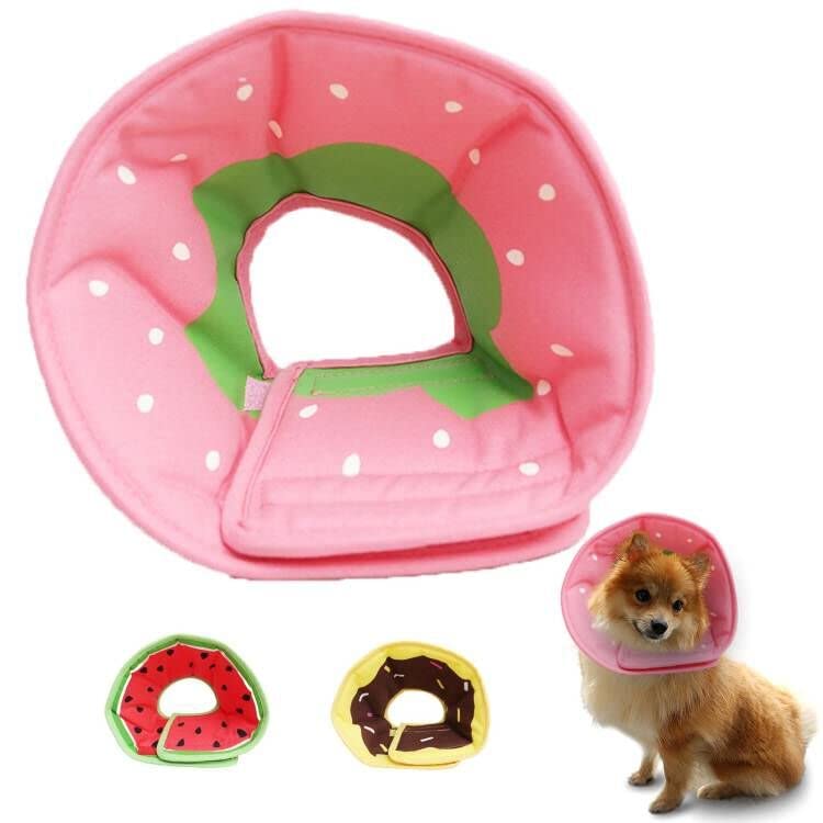 Soft Dog Cone, Lightweight Elizabethan Collar for Dogs, Adjustable Soft Cones for Dogs/Cats to Stop Licking After Surgery, Cute Strawberry Cone of Shame Alternatives for Pets(Large) Large (Neck:10.5-13.5'' Medium Dog) - PawsPlanet Australia