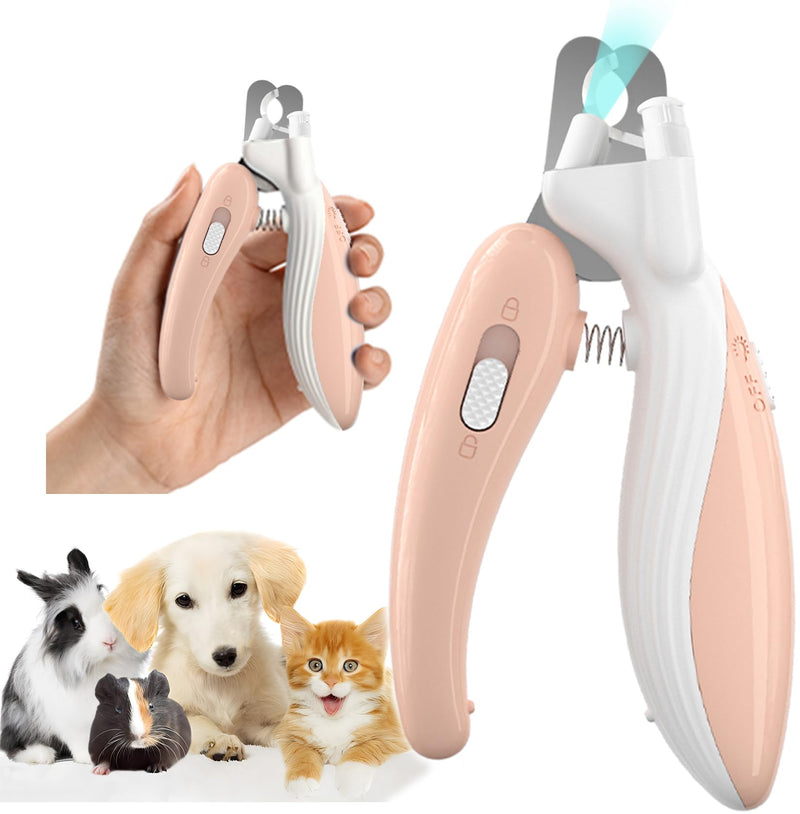 Cat Dog Pet Nail Clippers with Light, Llluminates Cat Dog Nails or Bloodline,Safety Pet Nail Clipper for Dogs, Cats, Rabbits Sharp No Nail Splitting (Pink) Pink - PawsPlanet Australia