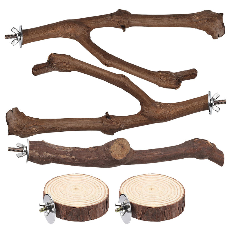 Mogoko 5PCS Bird Perch Natural Wood Grape Stick Stand, 3 Grape Stick Paw Grinding Fork Parakeet Chewing Stick 2 Parrot Stand Branch, Chewing Exercise Branches Bird Cage Accessories - PawsPlanet Australia