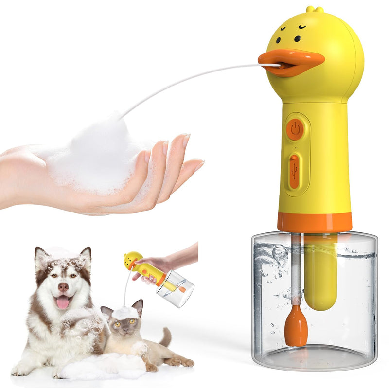 Electric Foaming Shampoo Dispenser, Automatic Rechargeable Soap Dispenser for Dog/Cat Bathing, Bathroom, Kitchen Sink, Toilet Cleaning Yellow - PawsPlanet Australia