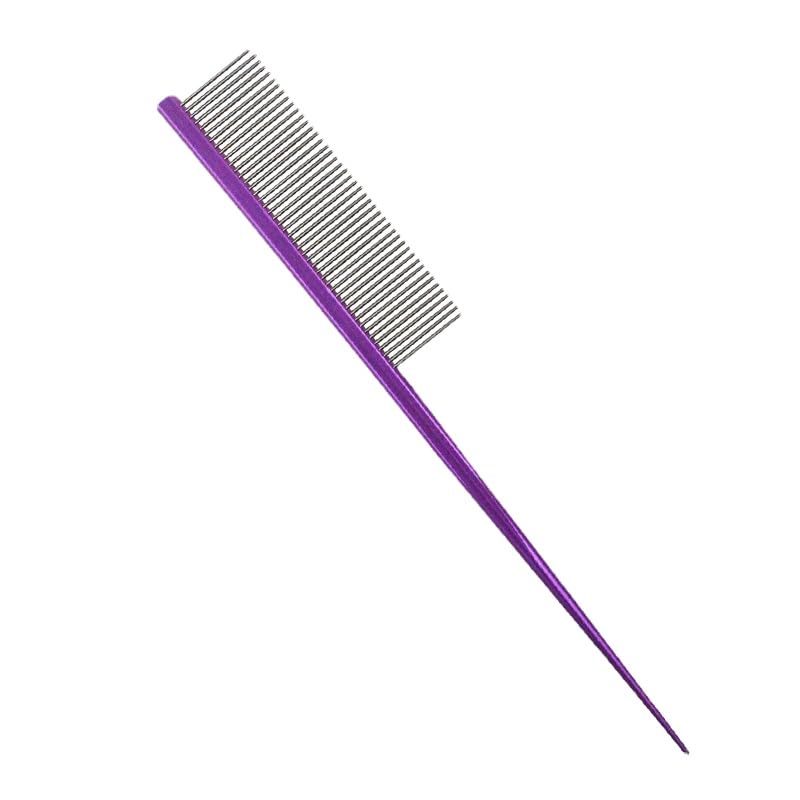Pet Grooming Comb Rat Tail Comb Cat Hair Trimmer Combs Dog Hairstyle Comb Float Hair Removal Dematting for Cat Dogs Cat Comb Dog Comb Rounded Ends Pet Hair Comb for Home Grooming (One Size,Purple 1) One Size Purple 1 - PawsPlanet Australia