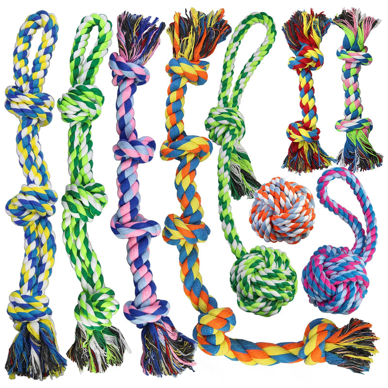 Large Dog Rope Toys for Aggressive Chewers, Dog Toys Set for Large and Medium Dogs, Tough Natural Cotton Puppy Chew Toy for Chewing, Tug Toy 9 Pack 9 Packs - PawsPlanet Australia