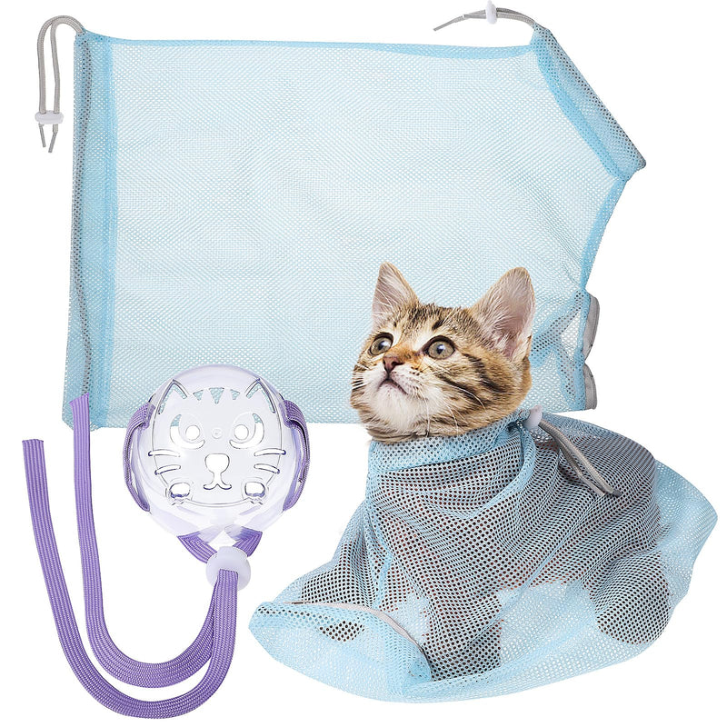 SUPVOX Adjustable Breathable Cat Bathing Bag with Muzzle for Grooming Nail Trimming and Shower Safety