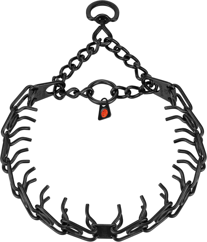 Herm. Sprenger Ultra-Plus Prong Dog Training Collar, Anti Pull Training Pinch Collar, Stainless Steel Black (3.0 mm x 17" Neck Size; 20" Chain Length) - Swivel-Ring Version - PawsPlanet Australia