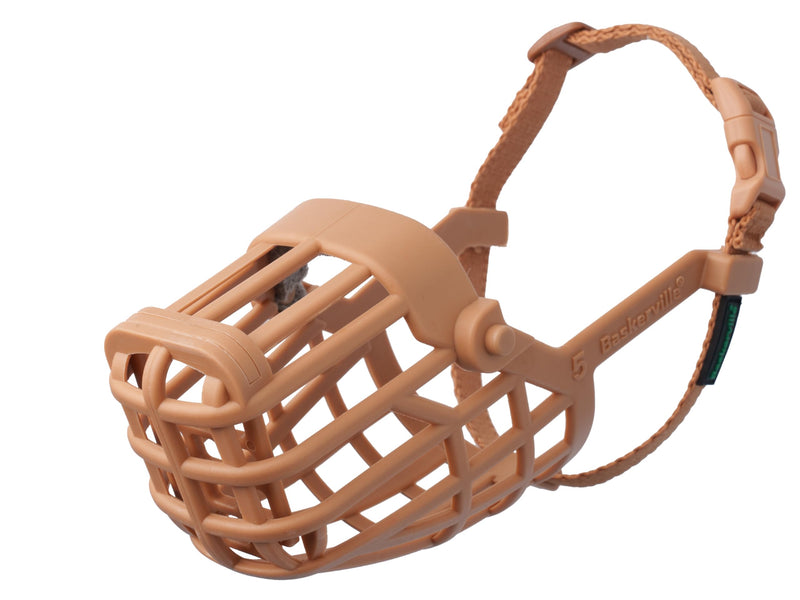 Baskerville Classic Basket Muzzle - Dog can Pant and Drink, Prevents Biting and Food Waste Scavenging, Strong TPR, Ideal for Longer Nosed Dogs, Breathable Dog Training Muzzle for Medium Dogs (Size 4) - PawsPlanet Australia
