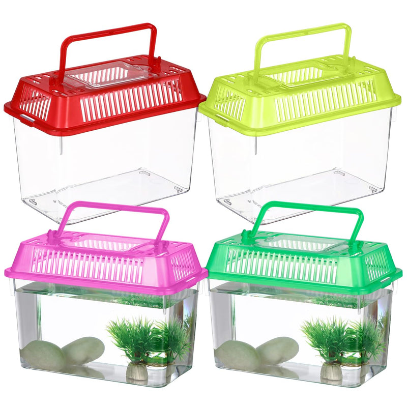 balacoo Portable Fish Tank Handheld Aquarium 6-Inch Transparent Turtle Box Pet Hamster Carrier with Handle for Reptiles and Small Pets