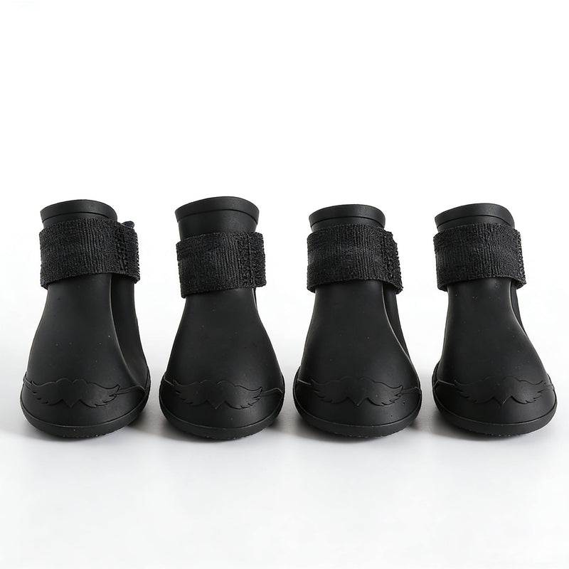 Yctze 4pcs Silicone Protective Dog Boots, Antislip Snow Shoes for Small Dogs, Ideal for French, Cute Pet Rain Wellies (L Black) L black - PawsPlanet Australia