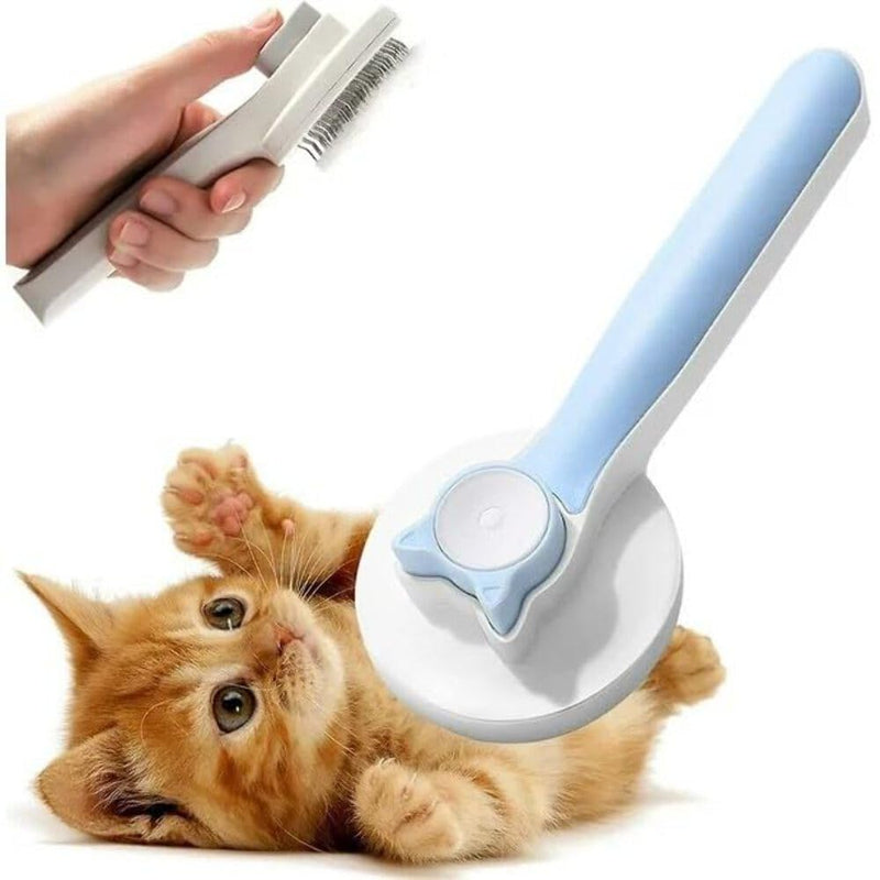 Pet Grooming Brush - Gentle Slicker for Removing Loose Undercoat, Suitable for Cats and Dogs (Blue) Blue - PawsPlanet Australia