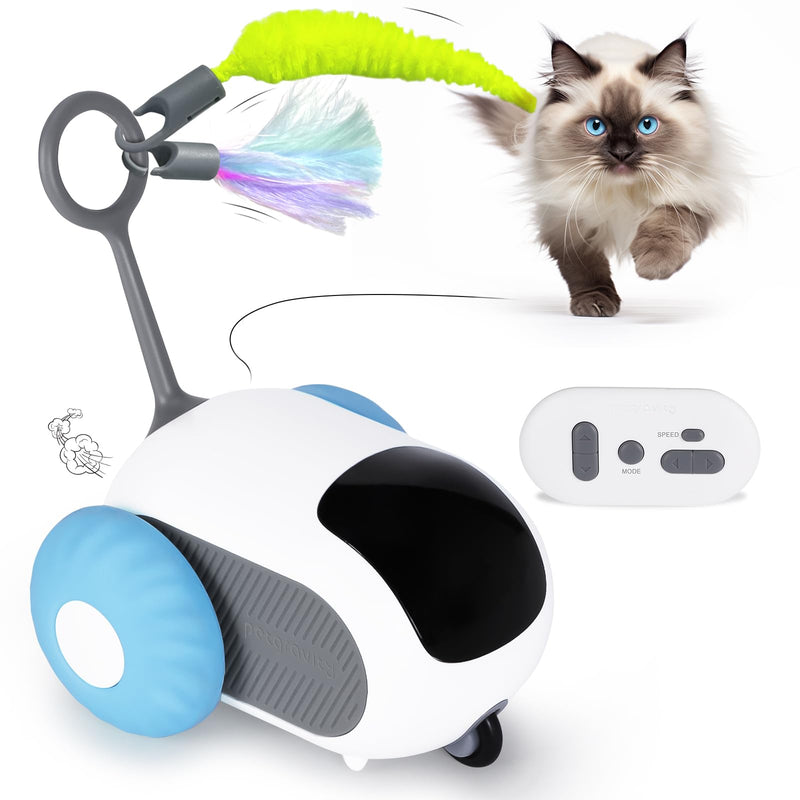 Cat Toys for Indoor Cats, Smart Interactive Cat Toy with Two-Speed Adjustment, Remote Control USB Rechargeable Automatic Cat Exercise Toys for Bored Indoor Adult Cats Kittens (Blue) Blue - PawsPlanet Australia