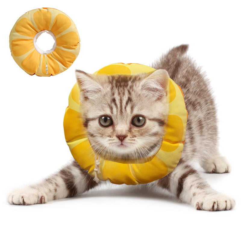 Cat Recovery Soft Collar.Waterproof Soft Recovery Cone Collar. Anti-bite and Anti-Lick Wound Healing Safe Adjustable Elizabethan Collar.(S) S Yellow - PawsPlanet Australia