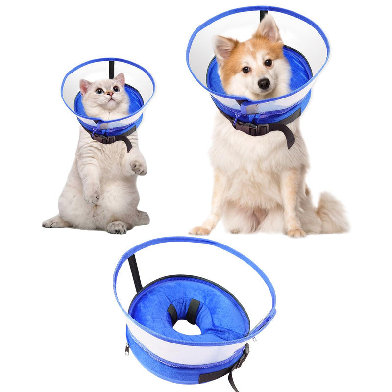 Dog Cone Collar, Inflatable Dog Cone After Surgery for Small Medium Large Dogs, Soft Dog Cone of Alternative with Enhanced Anti-Licking Guard Shield for Pets (Blue, S (Neck: 5"-8")) Blue S (Neck: 5"-8") - PawsPlanet Australia