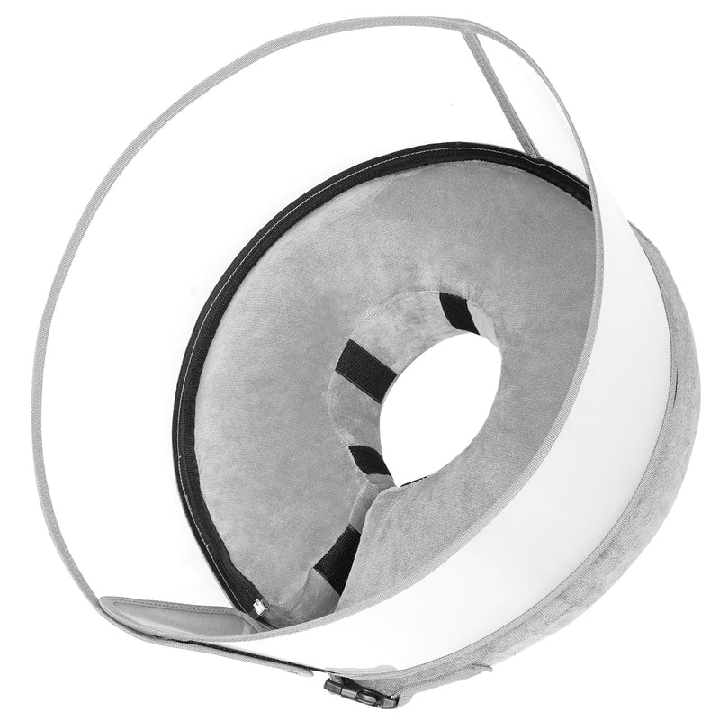BARKLESS Inflatable Dog Cone Collar, Soft Dog Donut Collar After Surgery, 2-in-1 Dog Cone Alternative with Detachable Anti-Licking Shield, Soft Cone for Dogs Does Not Block Vision L Grey - PawsPlanet Australia