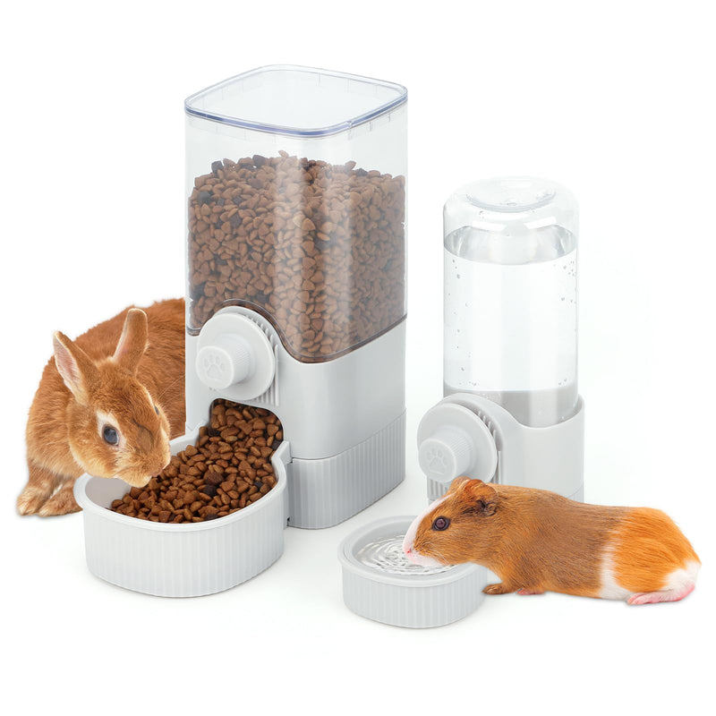 YUEPET Rabbit Food Water Dispenser, Large Capacity Bunny Feeder for Cages Automatic Rabbit Water Dispenser Suitable for Rabbits Ferrets Guinea Pigs Small Animals(Grey) Grey - PawsPlanet Australia