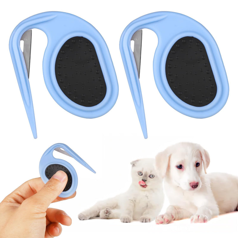 2pcs Knotting Comb for Cats, Dog Shedding Brush Dematting Comb Hair Removal Tool for Knotted & Loose Hair Grooming Accessories for Pet Kitten Puppy (Blue) - PawsPlanet Australia