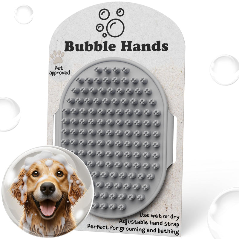 Dog Bath Brush - Silicone Grooming and Shedding Brush for Dogs & Cats, Puppy Essentials Dog Shampoo Brush, Pet Hair Removal Tool for Deep Clean & Massage Gray - PawsPlanet Australia