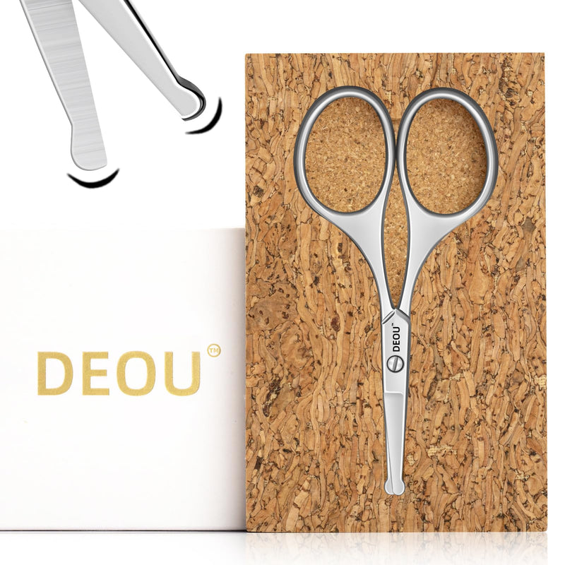 DEOU Silver Stainless Steel Round Nose Safety Scissors - Compact Facial Hair Trimming Tool for Men's Nose, Eyelashes, Eyebrows, Beard & Pet Grooming - PawsPlanet Australia