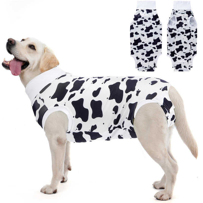Avont Dog Recovery Suit, Surgery Shirt for Female Spay Male Neuter Skin Conditions, Surgical Onesie Bodysuit Prevent Licking Dog E Collar Cone Alternative -Cow (XL) XL Cow - PawsPlanet Australia