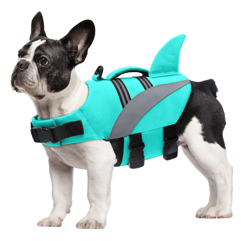 Mosucoirl Dog Life Jacket High Flotation,Shark Dog Lifesavers Floats Coat High Visibility Reflective Pet Safety Vest Swimsuits Small Medium Large Dog Life Vest for Swimming Boating Surfing Kayaking L Blue - PawsPlanet Australia
