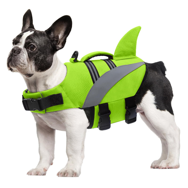Mosucoirl Dog Life Jacket High Flotation,Shark Dog Lifesavers Floats Coat High Visibility Reflective Pet Safety Vest Swimsuits Small Medium Large Dog Life Vest for Swimming Boating Surfing Kayaking Green - PawsPlanet Australia