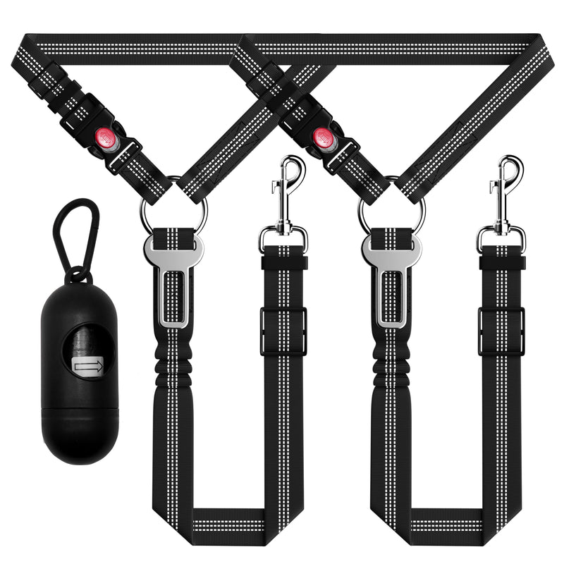 Dog Car Seat Belt for Car, 3 Piece Set Retractable Dog Car Harness Adjustable Reflective Dog Seatbelt for Vehicle Headrests, Dog Safety Restraint Seatbelt Heavy Duty& High Elastics, Black 01-2PCS Black - PawsPlanet Australia