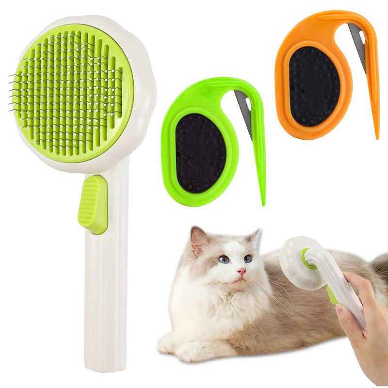2PCS Pet Knotting Comb with 1PC Cat Brush Dog Brush with Release Button for Shedding, Jaxbo Pet Grooming Comb Dog and Cat Shedding Tool for Removing Tangled and Loose Hair - PawsPlanet Australia