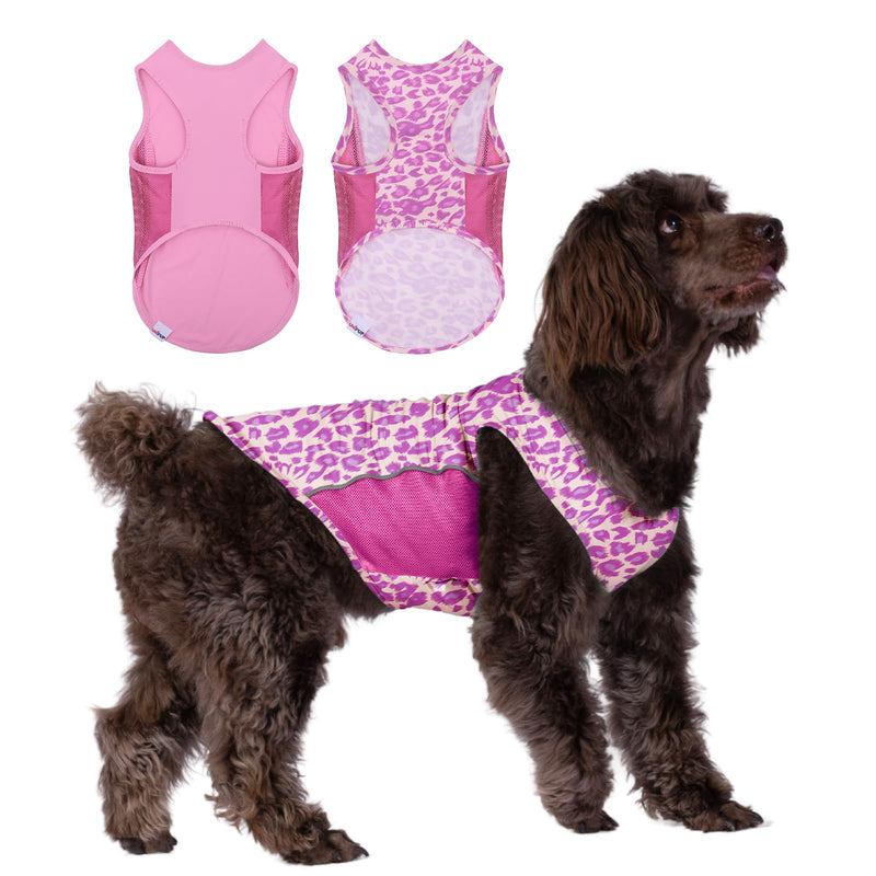2 Pack UPF 50+ Sun Protection Sports Fan Pet T-Shirts, Quick-Dry Soft Clothes for Medium Large Dogs Girl, Tshirts with Reflective Strip Sleeveless Vest Pet Apparel P23ST00504XXXL 3XL(chest:21.5-26.7") 2Pack - Leopard - PawsPlanet Australia