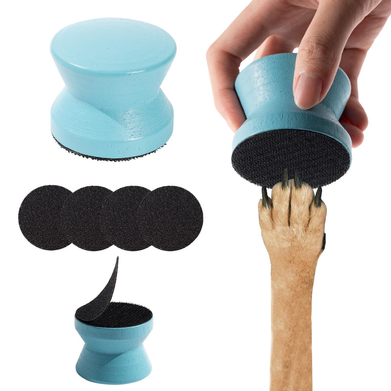 Dog Nail File with 4pcs Replaceable Sandpaper Portable Dog Nail Scratch Board Small Dog Nail File Wood Dog Nail Scratch Pad for Puppy Grinding Claw Blue - PawsPlanet Australia