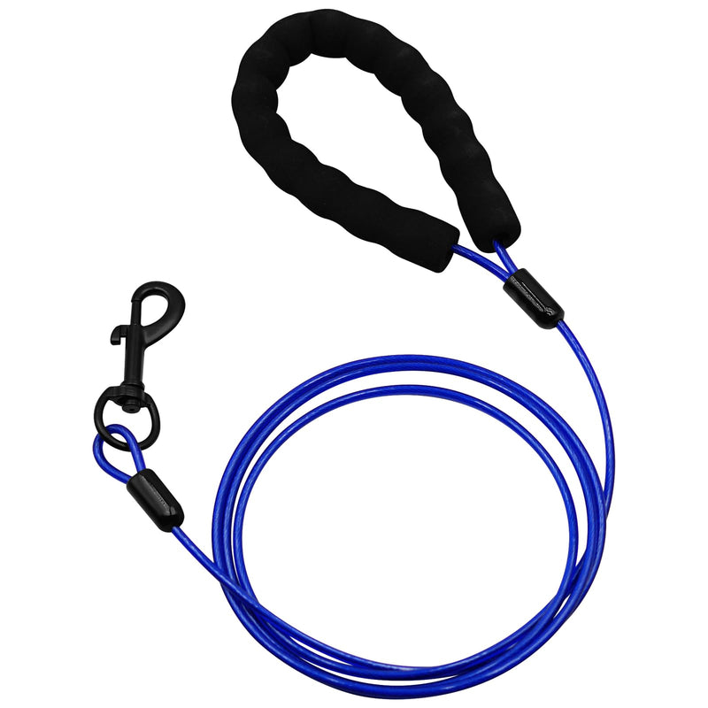 Heavy Duty Dog Leashes with Chew Proof and Comfortable Padded Handle 4/5/6 FT, Steel Metal Safety Lead Rope with Retractable Buckle for Large or Medium Dogs Walk and Train -Blue(4FT) 4FT A24002 Blue - PawsPlanet Australia
