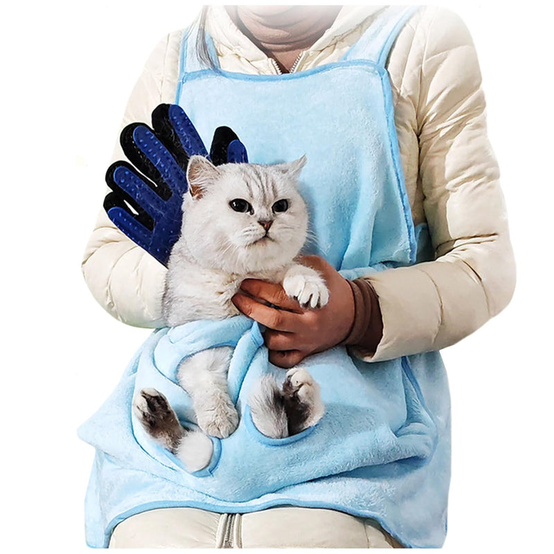 La La Pet®Adjustable Cat Apron Carrier with Holes Pet Cat Carrier Sleeping Pouch Pet Carrier Sling Cat Carrier Pouch for Small Sized Animals Blue - PawsPlanet Australia