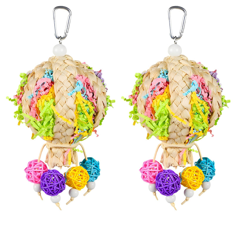 Bird Toys Foraging Shredder Hanging Toys Rope Perch with Bell Parakeet Toy Parrot Swing Climbing Standing Toys Bird Cage Accessories - PawsPlanet Australia