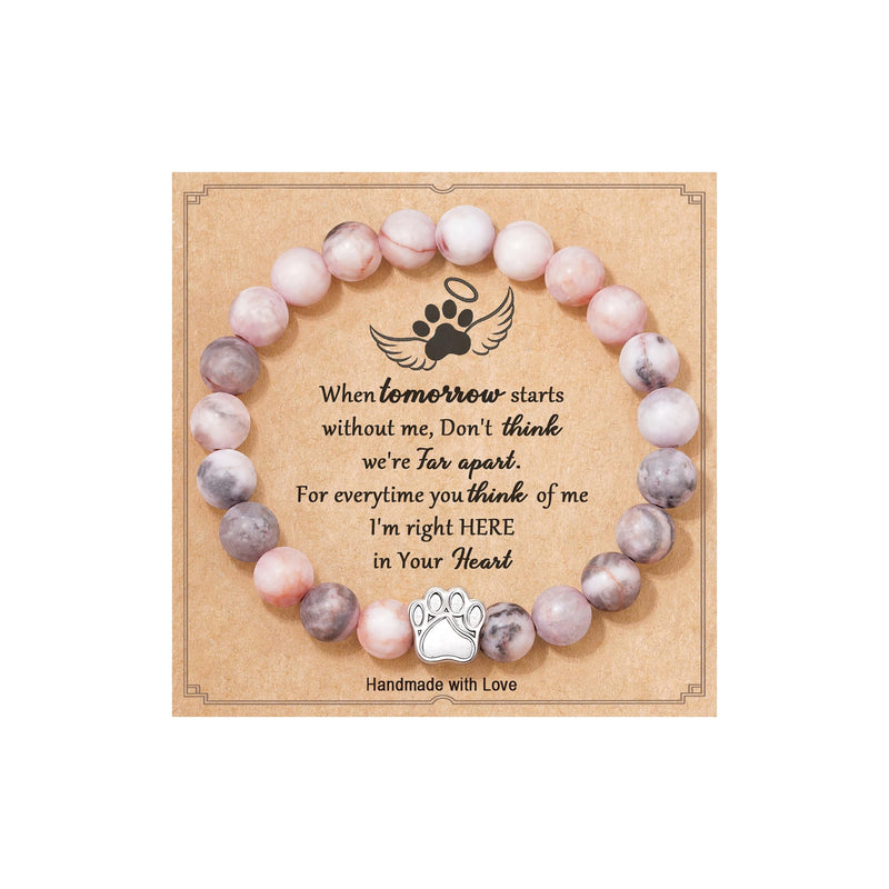 Pet Memorial Gifts for Loss of Dog Cat, 𝗡𝗮𝘁𝘂𝗿𝗮𝗹 𝗦𝘁𝗼𝗻𝗲 𝗕𝗿𝗮𝗰𝗲𝗹𝗲𝘁 for Women Men Who Loss of Pet Dog/Cat Pink - PawsPlanet Australia