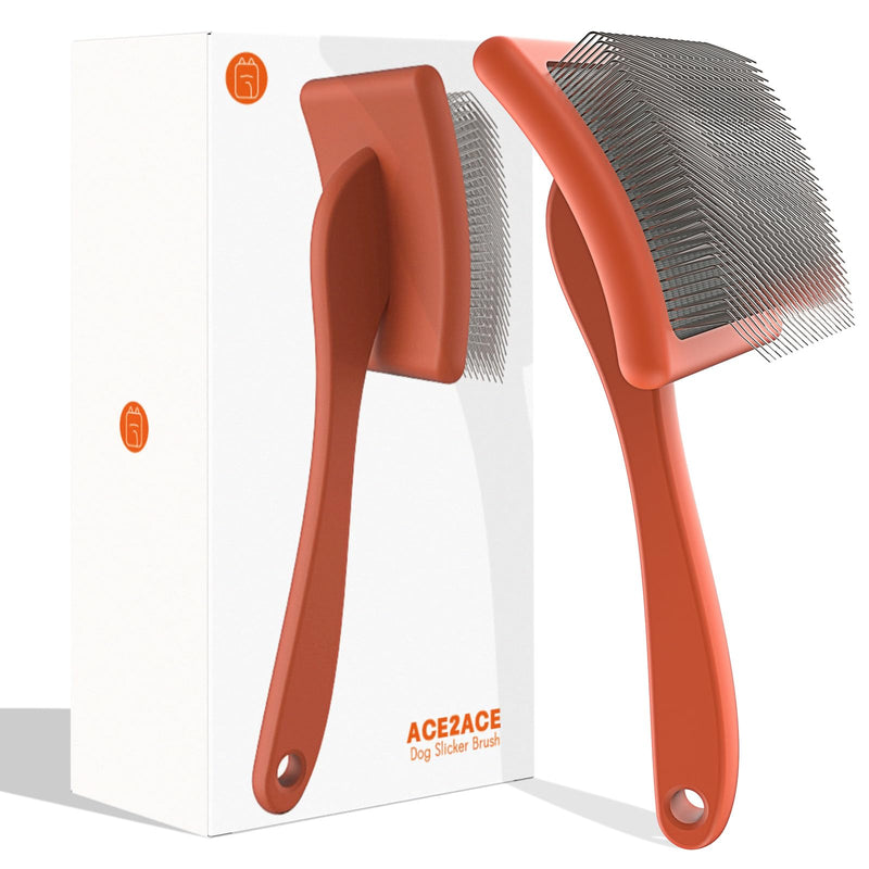 ACE2ACE Dog Slicker Brush, Doodle & Poodle Grooming Brush with Stainless-steel Comb, Large Dog Brush for Goldendoodles, Labradoodles, Golden Retriever and Poodles to Remove Tangles, Undercoat & Mats Orange