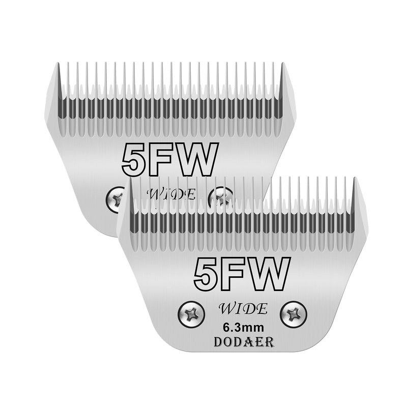 2 Pack 5 Wide Blades for Dog Grooming,Compatible with Andis,Oster A5,Wahl km10 Clippers,Cutting Length 1/4" (6.3mm) 5FW-2PCS - PawsPlanet Australia