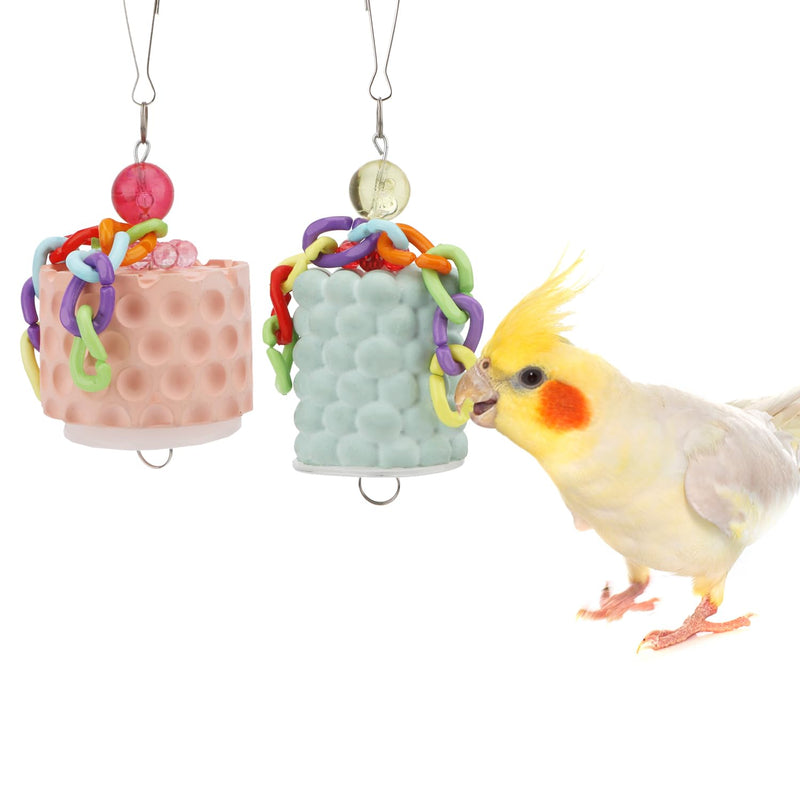 Wontee Bird Beak Grinding Stone Bird Calcium Block Chewing Treats Toy for Budgies Cockatiels Conures Quaker Senegal Parrot, 2PCS (Orange+Green) Orange+Green - PawsPlanet Australia
