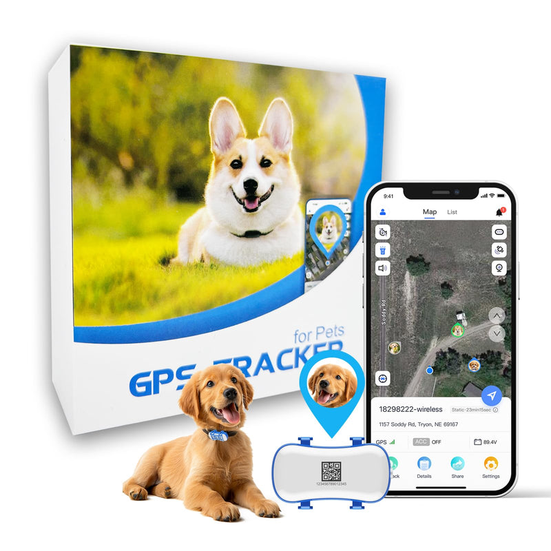 wanwanytech GPS Tracker for Dogs Cats, Pet GPS Location Tracker with Geo-Fence and Lighting Flash&Audible Alarm，Anti Lost No Distance Limited Dog GPS Collar Fit Most Pet Collars, Subscription Needed - PawsPlanet Australia