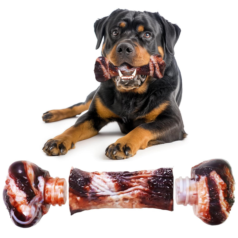 Dog Toys for Aggressive Chewers - Long-Lasting Nylon Chew Bones, Indestructible Toys for Medium to Large Breeds, Teething Toys to Keep Them Busy (Brown) Brown - PawsPlanet Australia