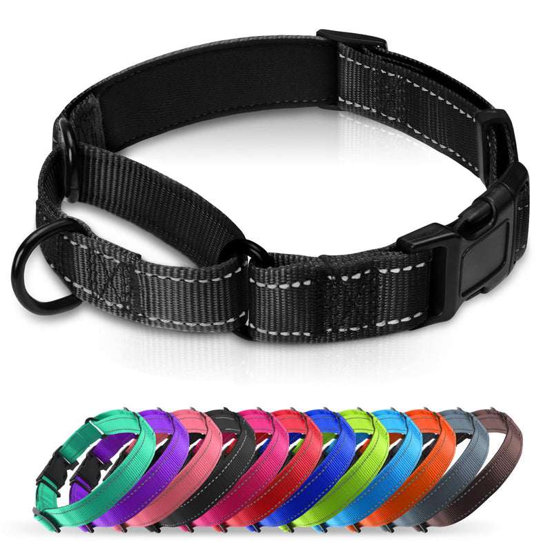 Padded Martingale Collar for Dogs | Neoprene Martingale Dog Collars | Reflective Nylon Martingale Collar | Adjustable Dog Martingale for Small Medium and Large Dogs Medium(pack of 1) Black - PawsPlanet Australia