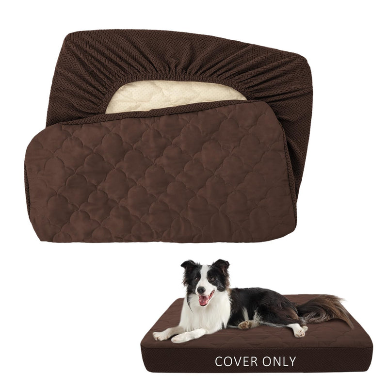 CHHKON Dog Bed Covers Replacement Washable Waterproof Pet Puppy Bed Cover for Dog(Brown,48x30x6 inch) 48x30x6 inch Brown - PawsPlanet Australia