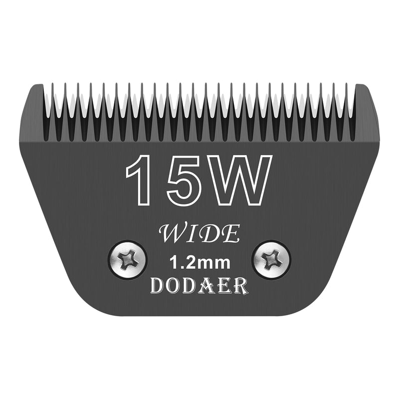 15 Wide Blades for Dog Grooming,Compatible with Andis,Oster A5,Wahl km10 Clippers,Cutting Length 3/64",Black 15w-1pcs
