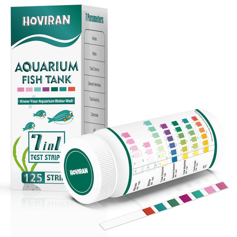 7 in 1 Aquarium Test Strips, 125ct Fish Tank Test Strips for Freshwater Saltwater Pond, Accurate Water Testing Kit Aquarium for Chlorine, Total Hardness, Carbonate, Alkalinity, Nitrate, Nitrite and pH - PawsPlanet Australia