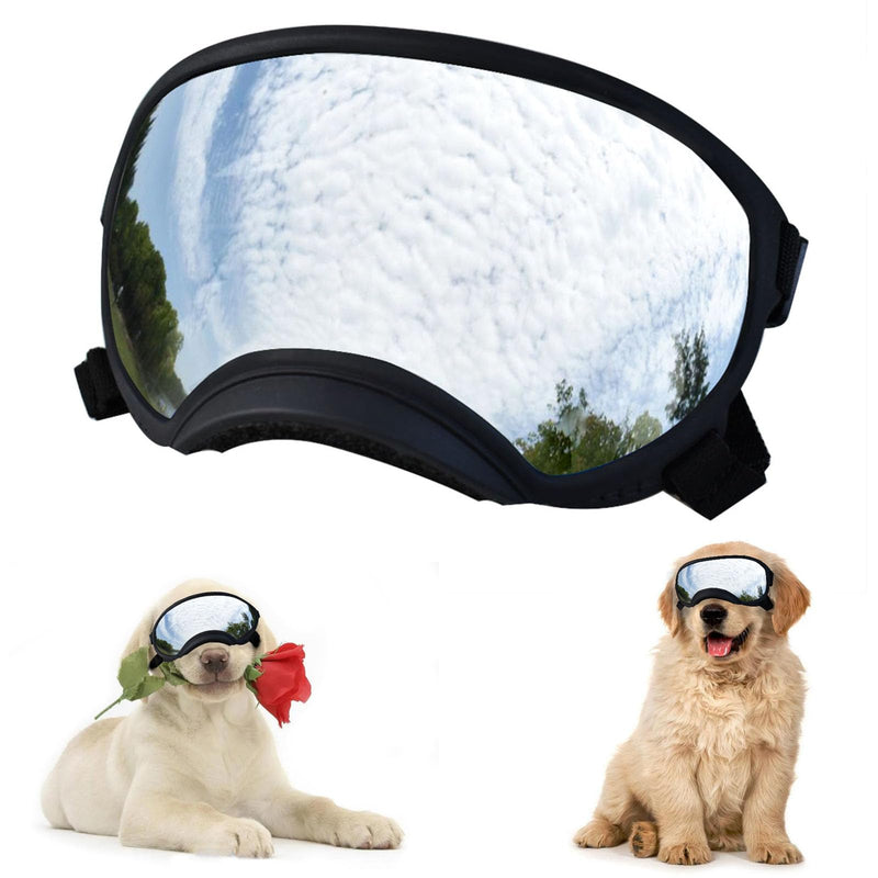 Soft Samll Dog Sunglasses Dog Goggles for Large Breed UV/Wind/Dust Protection Winproof Dog Puppy Sunglasses Pet Glasses Eye Wear with Adjustable Strap (Black Frame & Silver Lens/Small) Black Frame & silver Lens/Small - PawsPlanet Australia