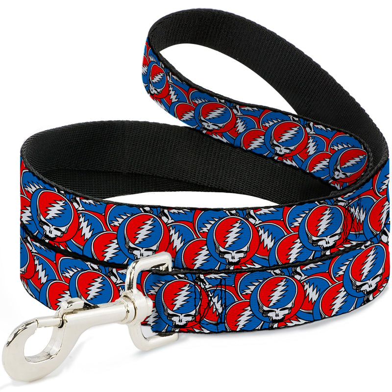 Grateful Dead Pet Leash, Dog Leash, Grateful Dead Steal Your Face Logo Stacked Red White Blue, 6 Feet Long 1.5 Inch Wide 6 Feet Long - 1.5" Wide