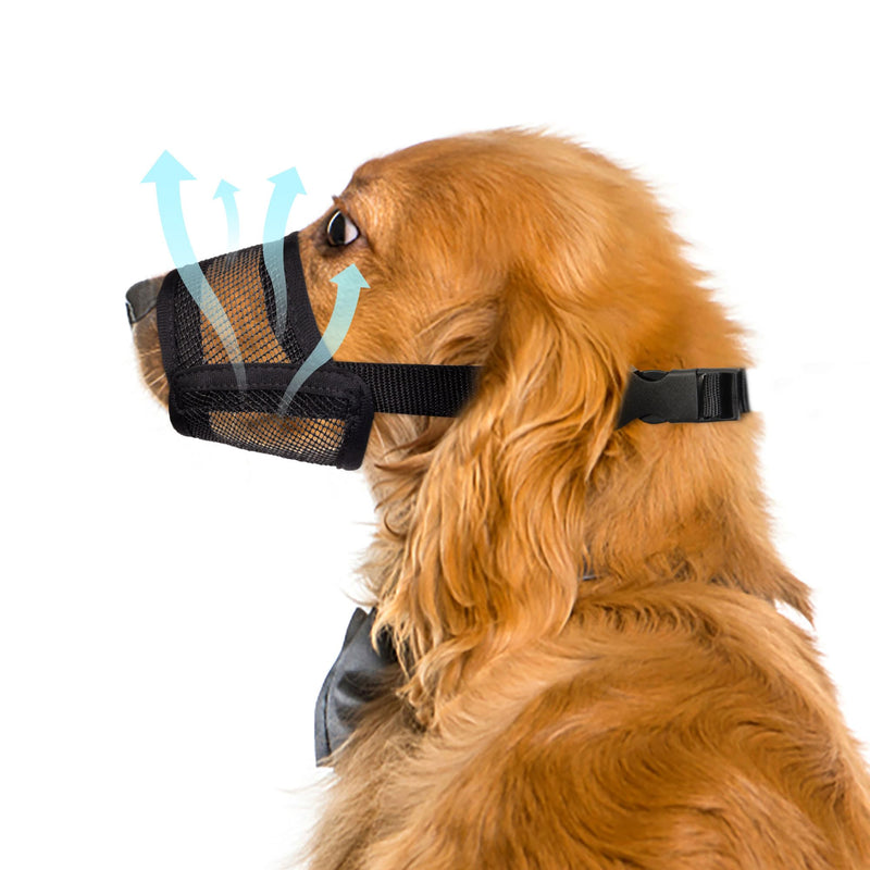 Flintstone Dog Muzzle for Large Dogs – Soft Air Mesh Muzzle for Large Sized Dog | Breathable Dog Mouth Guard| Large Dog Muzzle to Prevent Biting Chewing Grooming | No Bark Muzzle Large 9”-12.5” Large (Snout 9" - 12.5") - PawsPlanet Australia