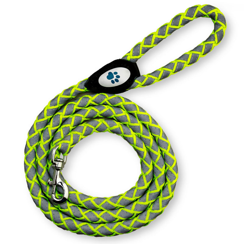 Reflective Dog Leash. Heavy Duty, Durable Leash for Large and Medium Breeds. 6 Ft Long Rope, Tangle Free Braided Leash with Comfortable Handle - PawsPlanet Australia