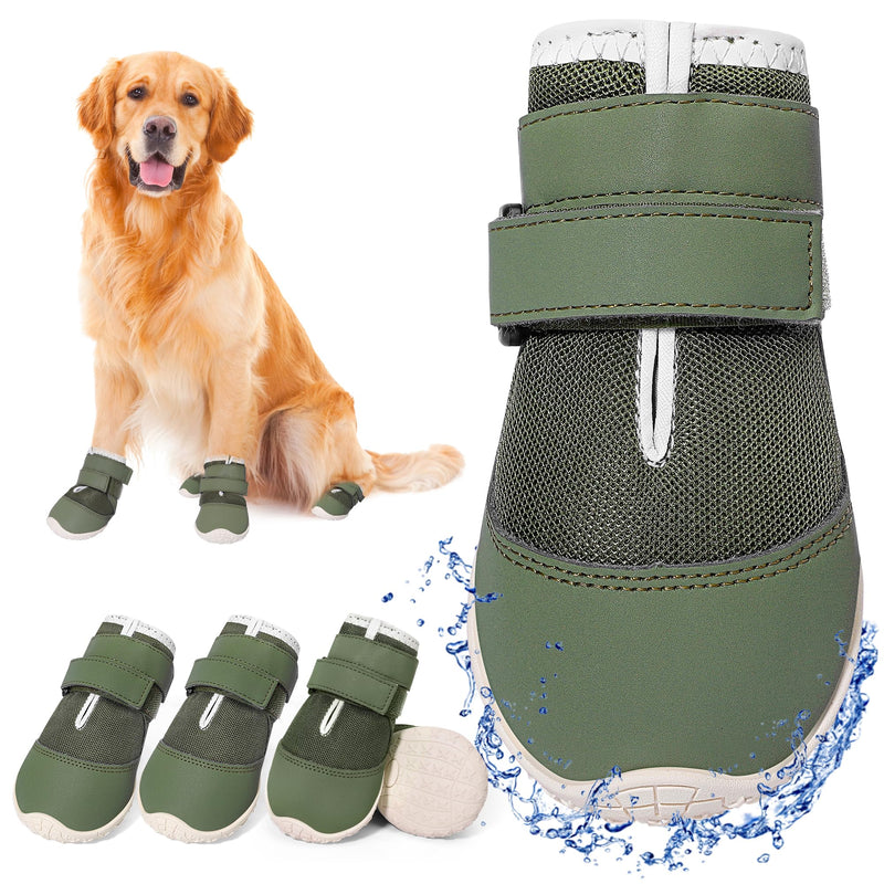 DcOaGt Dog Shoes for Large Dogs, Mesh Breathable Dog Boots & Paw Protectors for Hot Pavement Summer Winter Snow, 360° Anti-Slip Dog Booties for Hiking/Walking,Military Green 4PCS(Size 8) Military Green-Mesh Size 8:for paw width 3.0-3.2 inches (Pack of 4) - PawsPlanet Australia