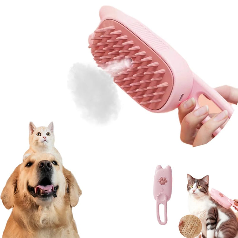 Steam Cat Brush Dog Brush for Shedding Rechargeable Cat Brush Unique Pet Brush The Handle Can be Rotated 360° (pink) pink