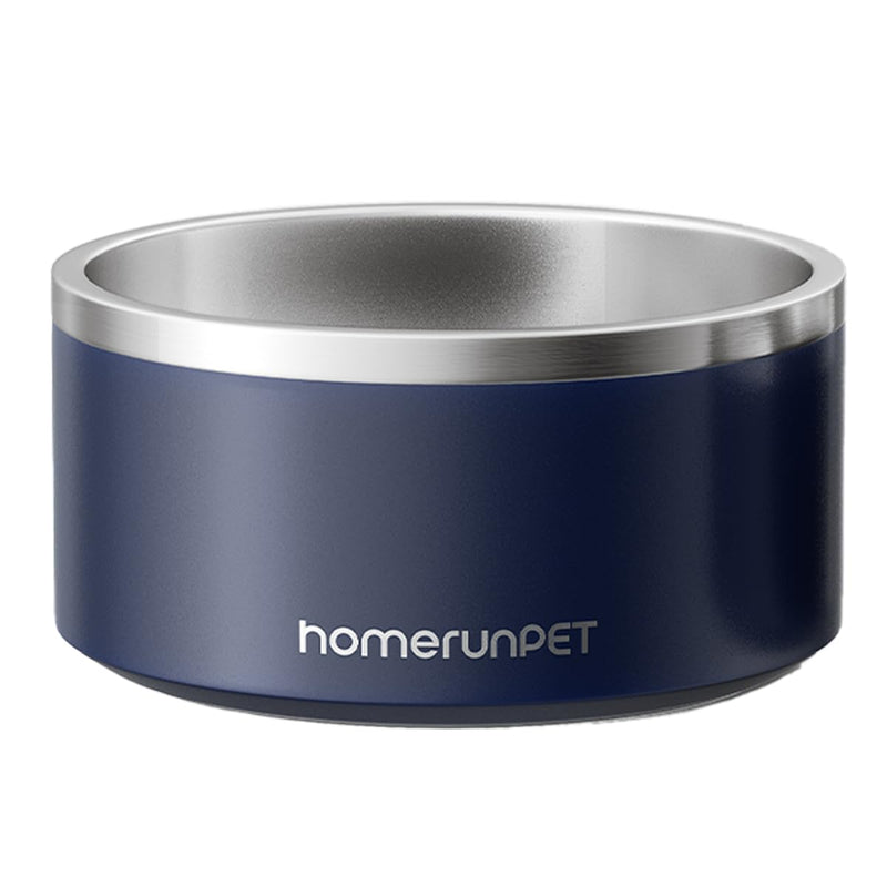 Dog Bowl, HomeRunPet Dog Food Water Bowl with Non-Slip Rubber Base, Metal Insulated Stainless Steel Dog Bowls, Double Wall Dog Bowl for Small Medium Large Dogs, Durable, Dishwasher Safe, 32oz Navy - PawsPlanet Australia